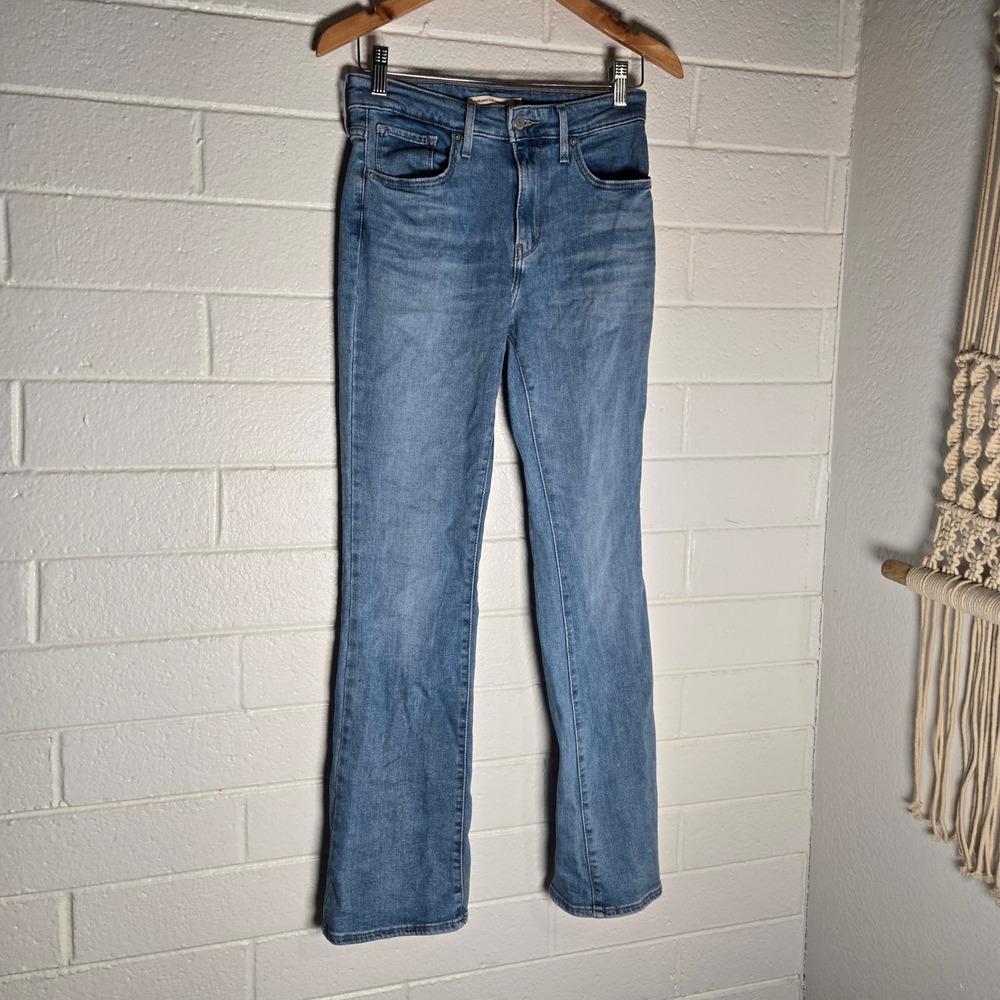 Levi Womens 725 High Rise Bootcut Jeans Blue Denim Stretch Pants Western Boho 28